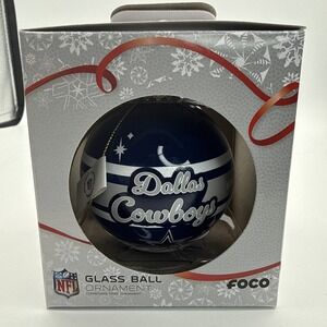 Dallas Cowboys Glass Ball Ornament One Size Blue NFL Football FOCO Christmas